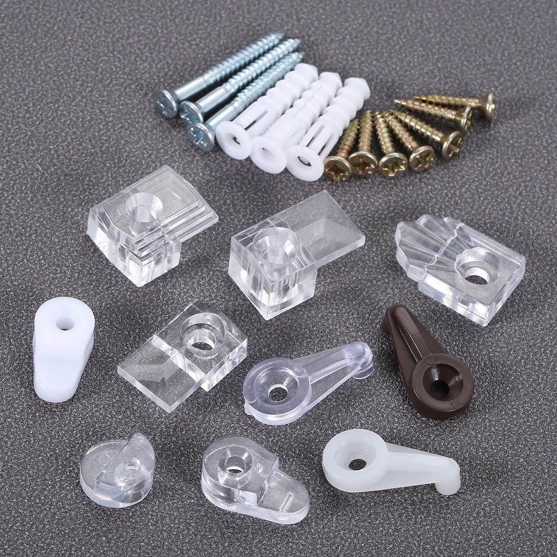 Furniture Hardware Connectors - 10 Buah Klip Penahan Kaca Plastik