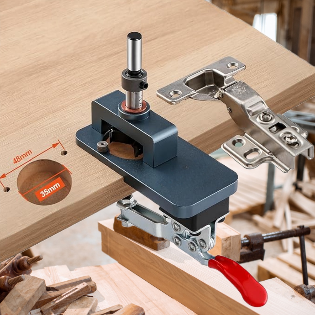 Furniture Hardware Fitting - Jig Engsel 35mm - Panduan Pemboran